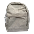 Sheonn minimalist beige lightweight travel backpack with front zippered pocket and durable synthetic fabric.