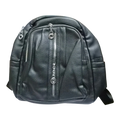 Sheonn black pebbled faux leather casual backpack with silver-tone zipper hardware and adjustable straps.