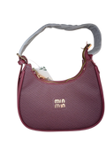 Sheonn burgundy textured hobo shoulder bag with gold-tone hardware and zipper closure.