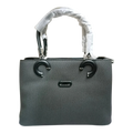 Sheonn charcoal grey structured top handle handbag with a textured finish and minimalist design.