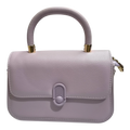 Sheonn lavender pebbled synthetic leather satchel handbag with gold-tone hardware and top handle.