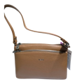 Sheonn NEMi tan faux leather shoulder handbag with pebbled texture and multiple zippered compartments.